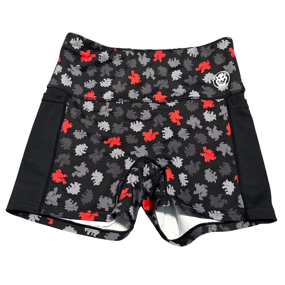 BlackMilk Nintendo Super Mario Bowser Camo Pocket Shorts Womens Medium Black Red